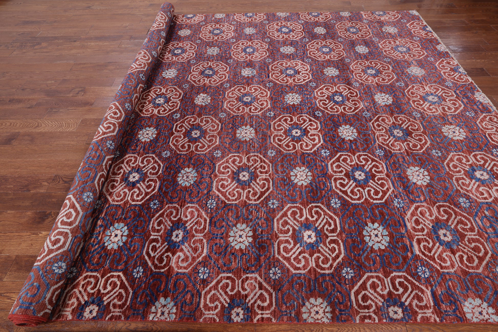 Modern Hand Knotted Wool & Silk Rug - 10' 0" X 14' 0" - Golden Nile
