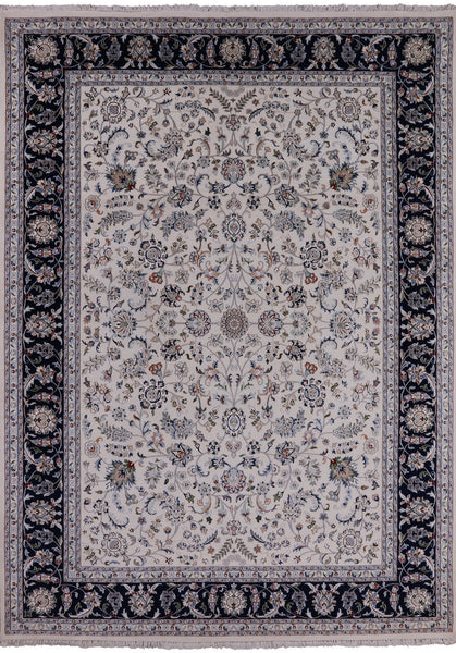 Persian Nain Wool & Silk Area Rug - 8' 8" X 12' - Golden Nile