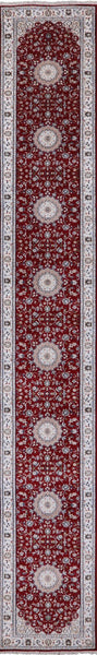 Persian Nain Handmade Wool & Silk Runner Rug - 2' 8" X 18' 2" - Golden Nile