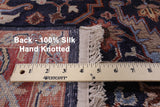 Blue Fine Serapi Hand Knotted Silk Area Rug - 8' 0" X 10' 1" - Golden Nile
