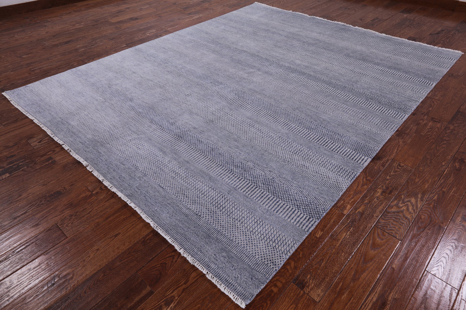 Grey Savannah Grass Handmade Wool & Silk Area Rug - 8' 1" X 10' 2" - Golden Nile
