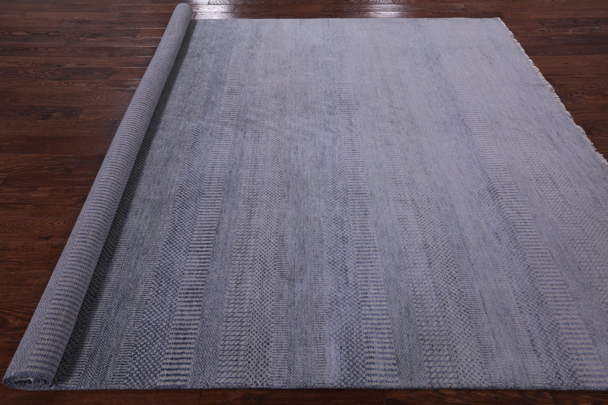 Grey Savannah Grass Handmade Wool & Silk Area Rug - 8' 1" X 10' 2" - Golden Nile
