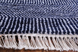 Blue Savannah Grass Handmade Wool & Silk Area Rug - 8' 0" X 10' 3" - Golden Nile