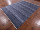 Blue Savannah Grass Handmade Wool & Silk Area Rug - 8' 0" X 10' 3" - Golden Nile