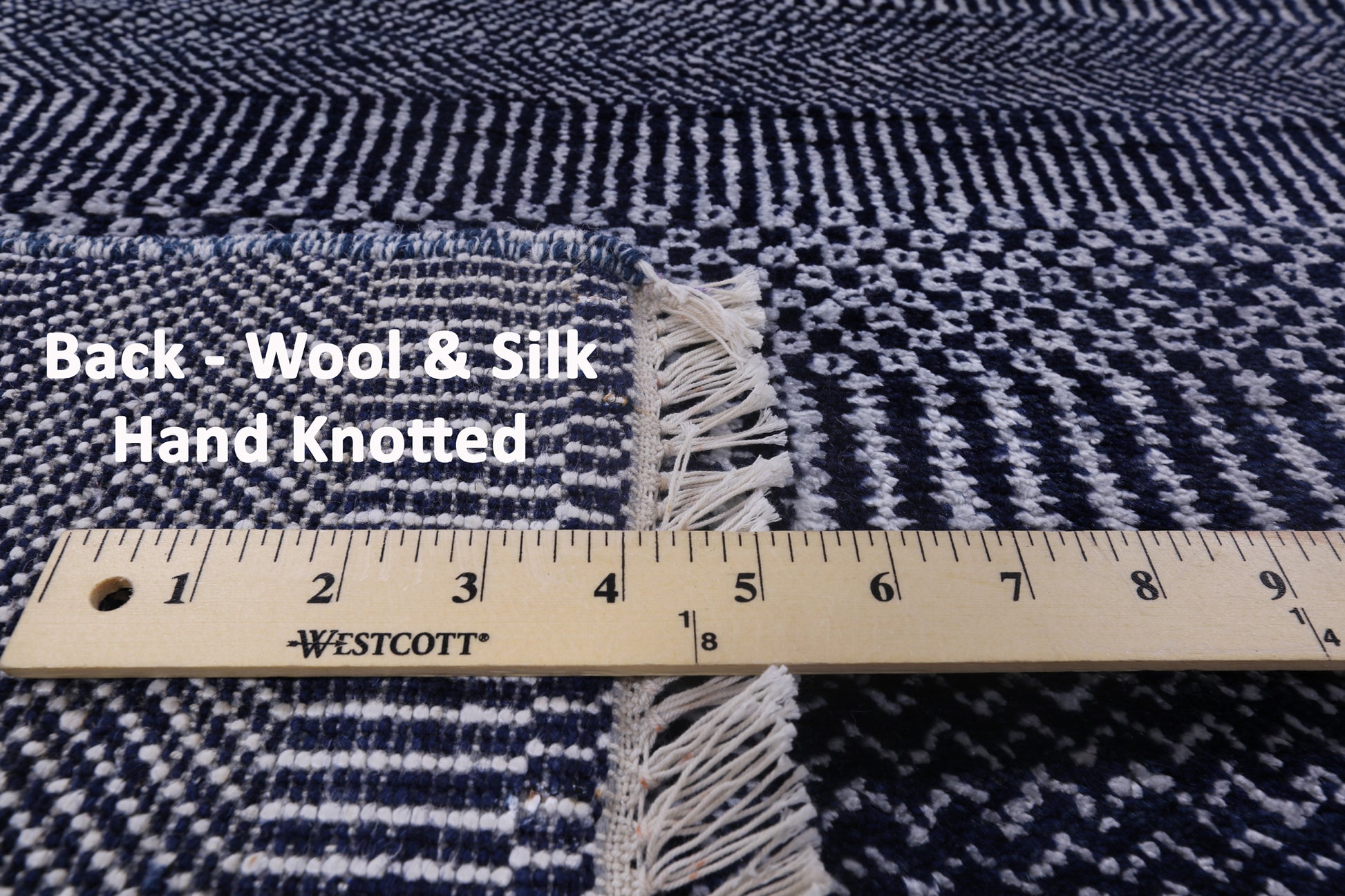 Blue Savannah Grass Handmade Wool & Silk Area Rug - 8' 0" X 10' 3" - Golden Nile