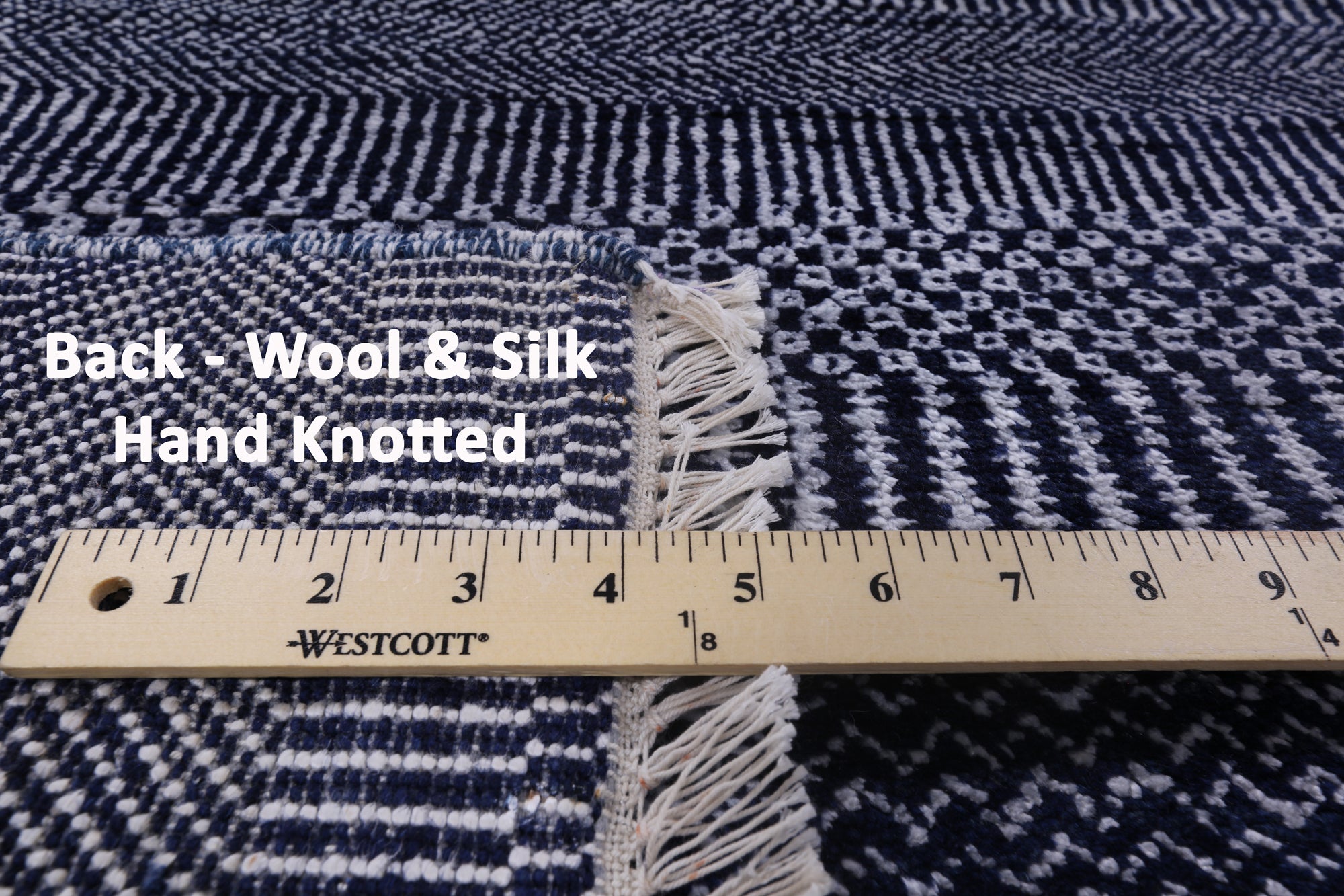 Blue Savannah Grass Handmade Wool & Silk Area Rug - 8' 0" X 10' 3" - Golden Nile
