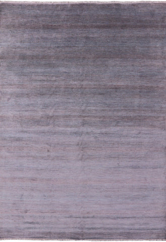 Grey Savannah Grass Hand Knotted Wool & Silk Area Rug - 9' 11