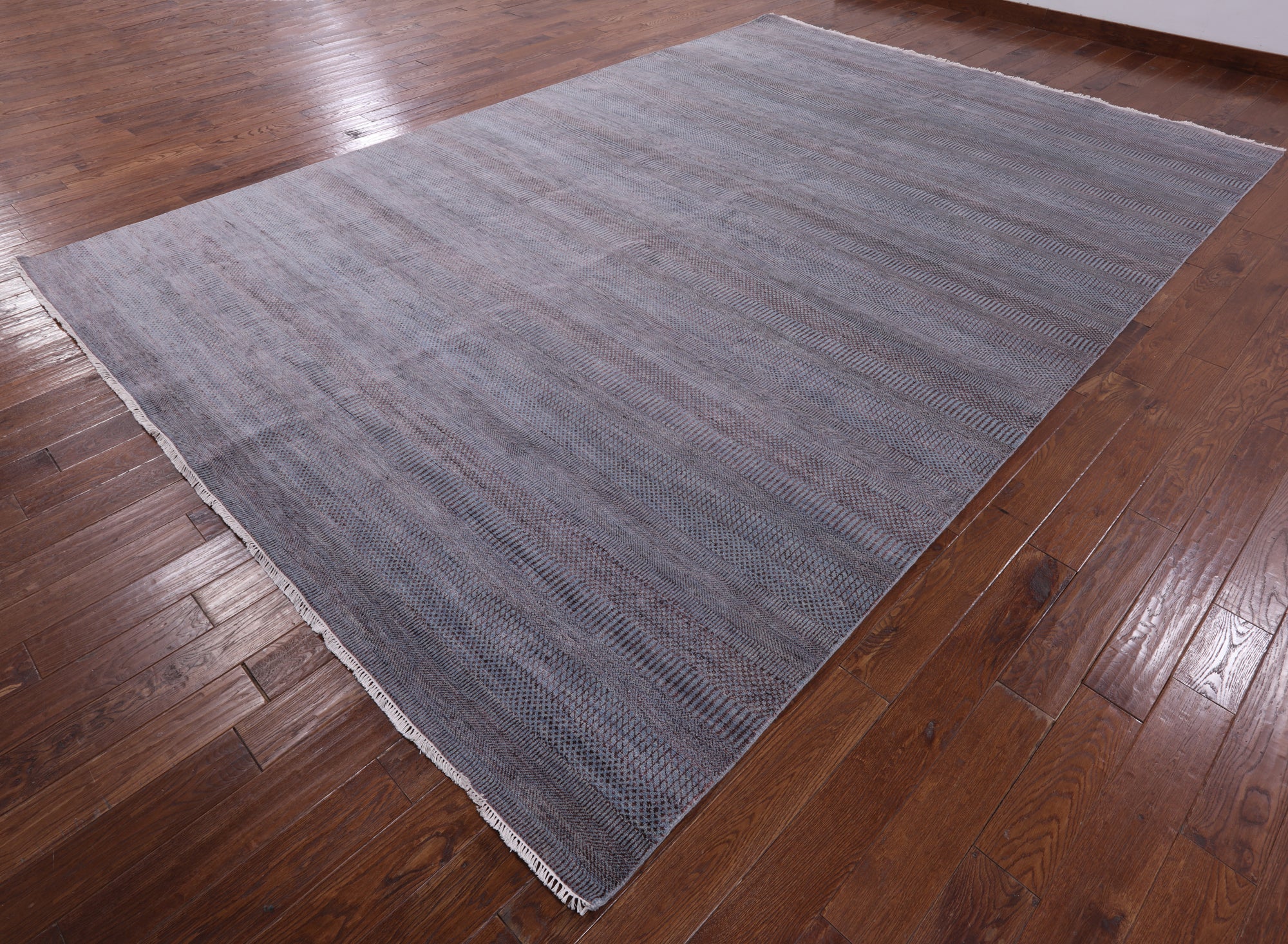 Grey Savannah Grass Hand Knotted Wool & Silk Area Rug - 9' 11" X 14' 3" - Golden Nile
