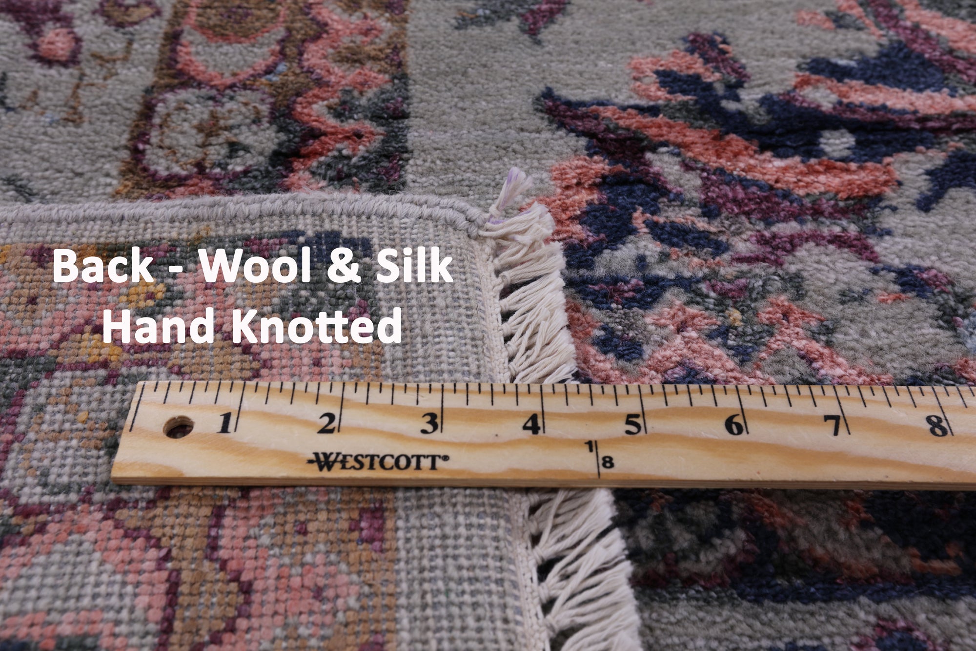 Grey Persian Wool & Silk Handmade Area Rug - 9' 0" X 12' 1" - Golden Nile