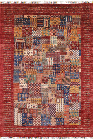 Tribal Persian Gabbeh Hand Knotted Wool Rug - 5' 6