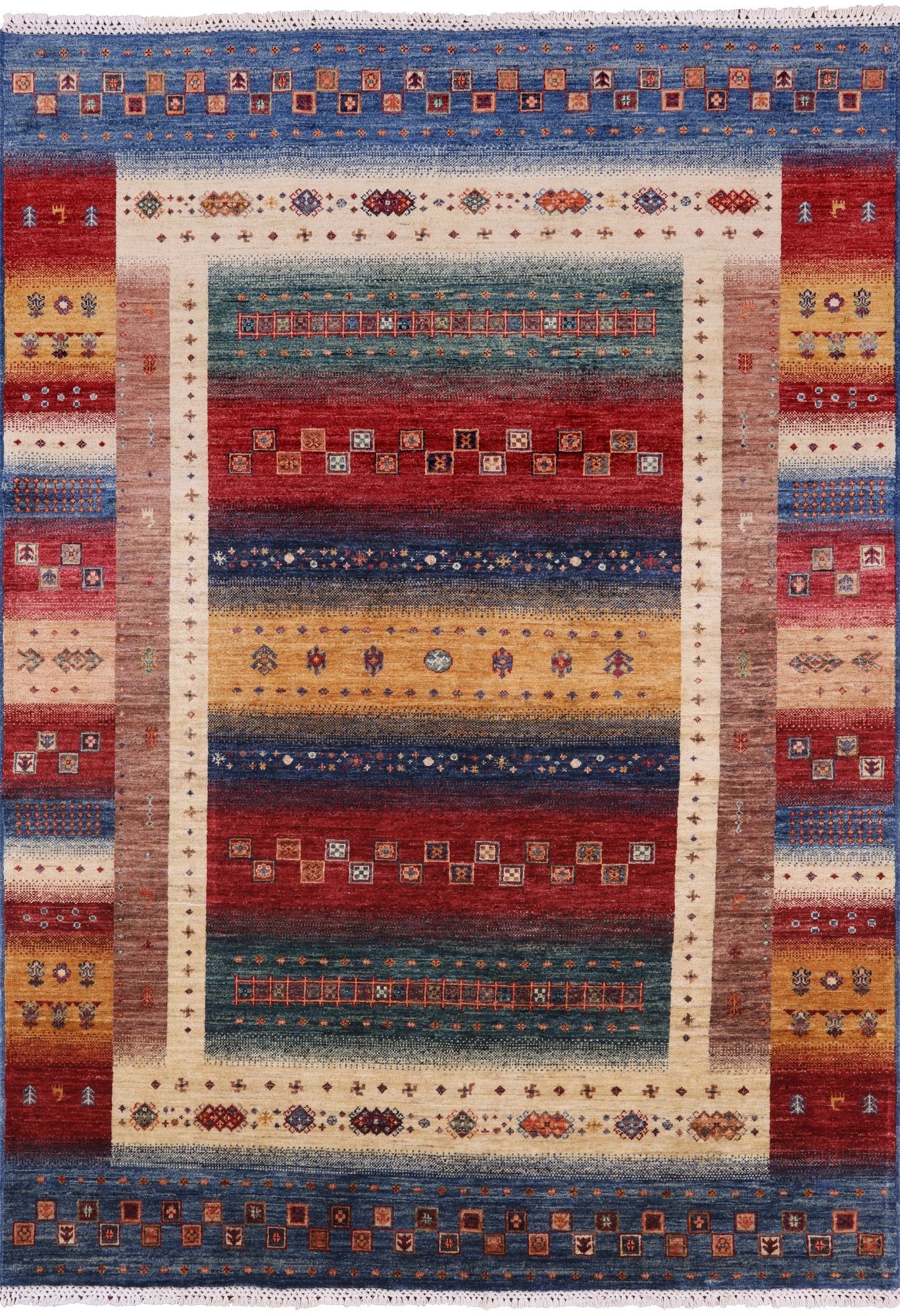 Persian Tribal Gabbeh Hand Knotted Wool Rug - 5' 9" X 8' 1" - Golden Nile