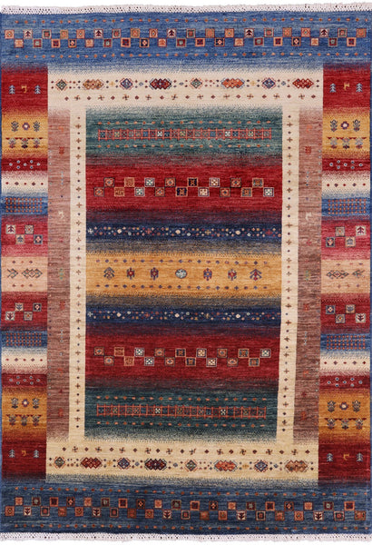 Persian Tribal Gabbeh Hand Knotted Wool Rug - 5' 9" X 8' 1" - Golden Nile