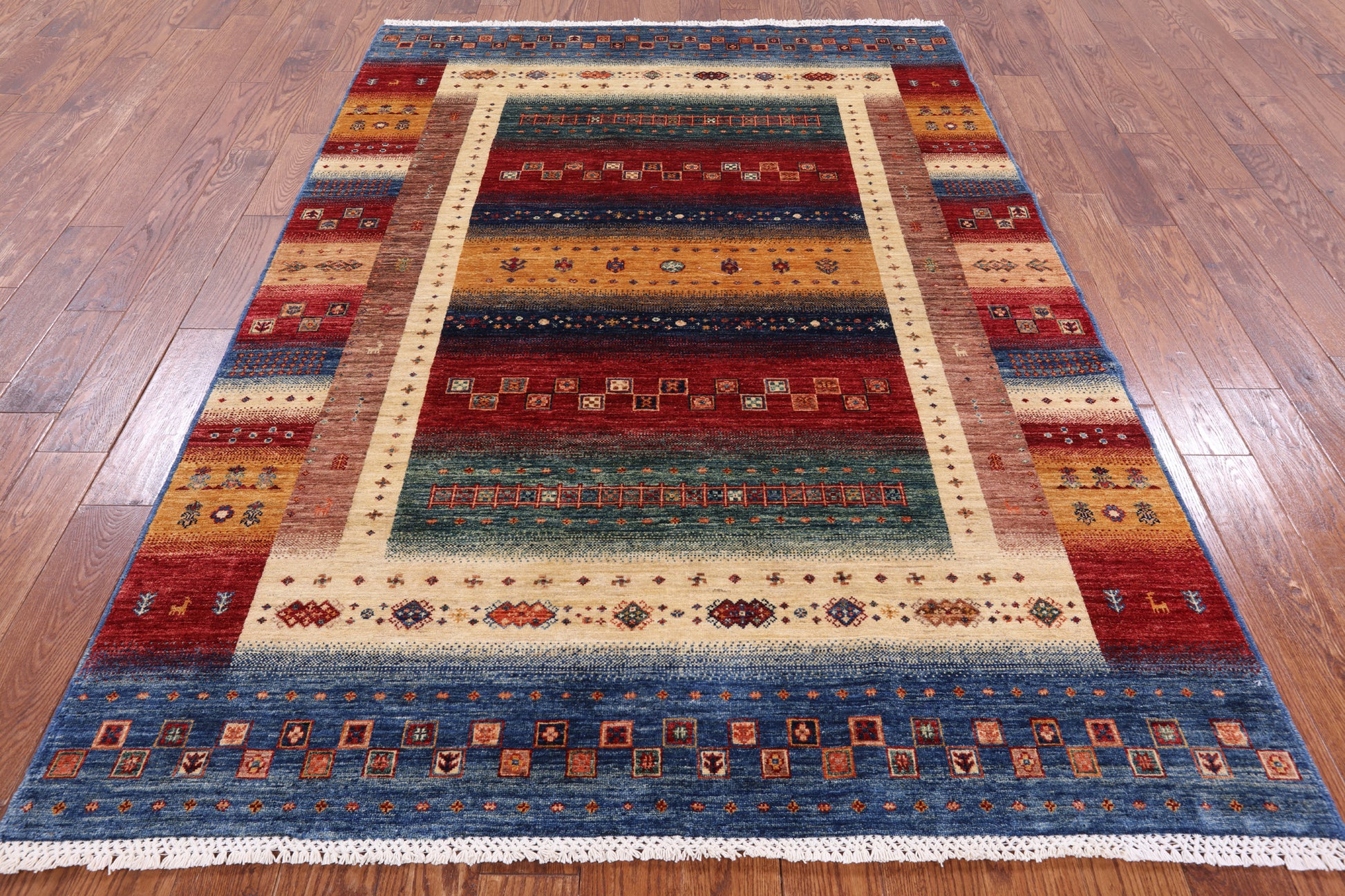 Persian Tribal Gabbeh Hand Knotted Wool Rug - 5' 9" X 8' 1" - Golden Nile