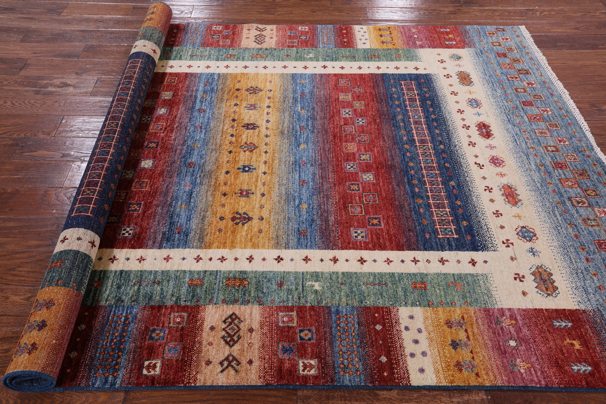 Tribal Persian Gabbeh Hand Knotted Wool Area Rug - 5' 9" X 8' 0" - Golden Nile