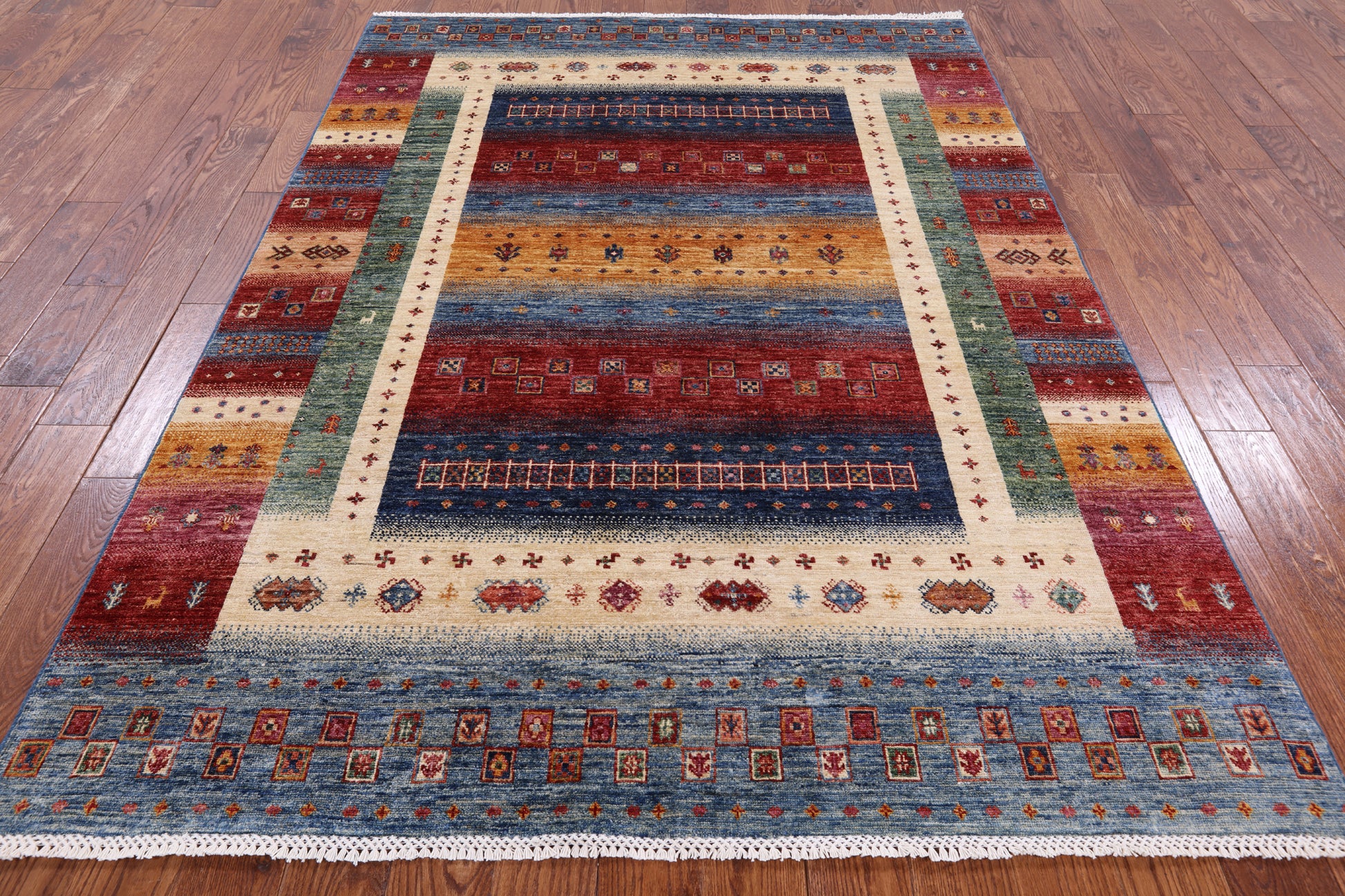 Tribal Persian Gabbeh Hand Knotted Wool Area Rug - 5' 9" X 8' 0" - Golden Nile