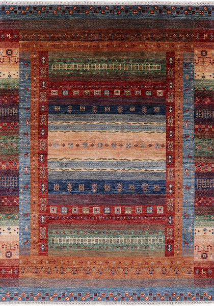 Tribal Persian Gabbeh Handmade Wool Rug - 5' 8" X 7' 11" - Golden Nile