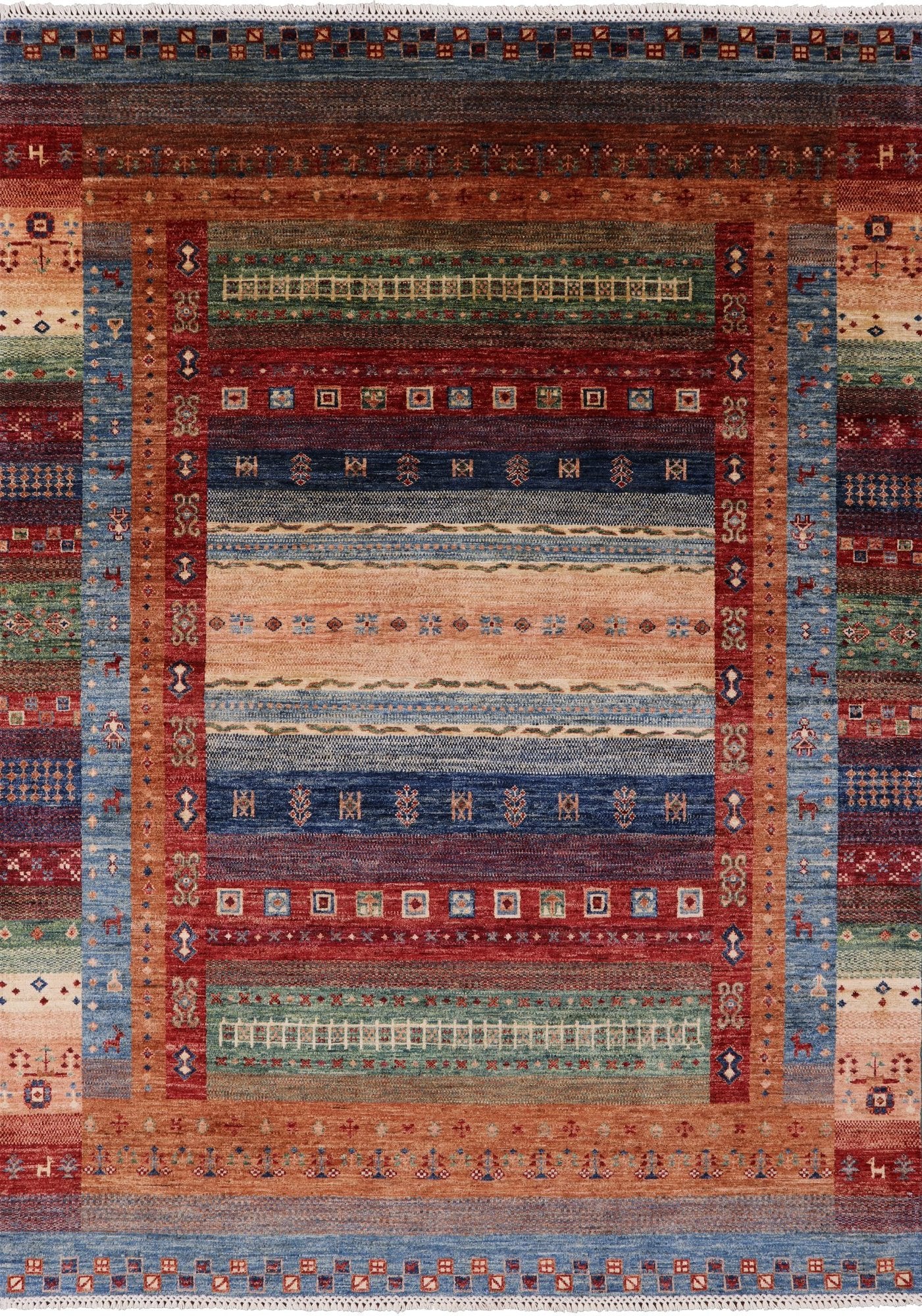 Tribal Persian Gabbeh Handmade Wool Rug - 5' 8" X 7' 11" - Golden Nile