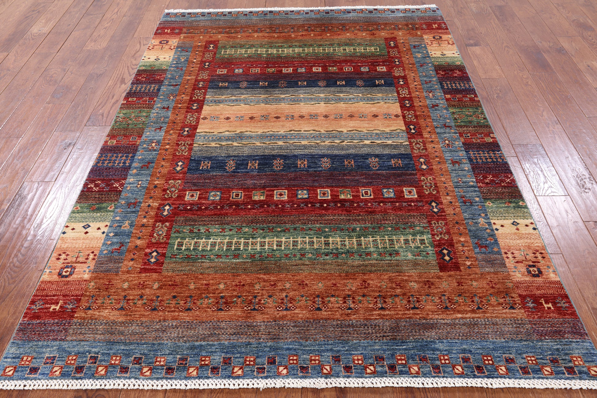 Tribal Persian Gabbeh Handmade Wool Rug - 5' 8" X 7' 11" - Golden Nile