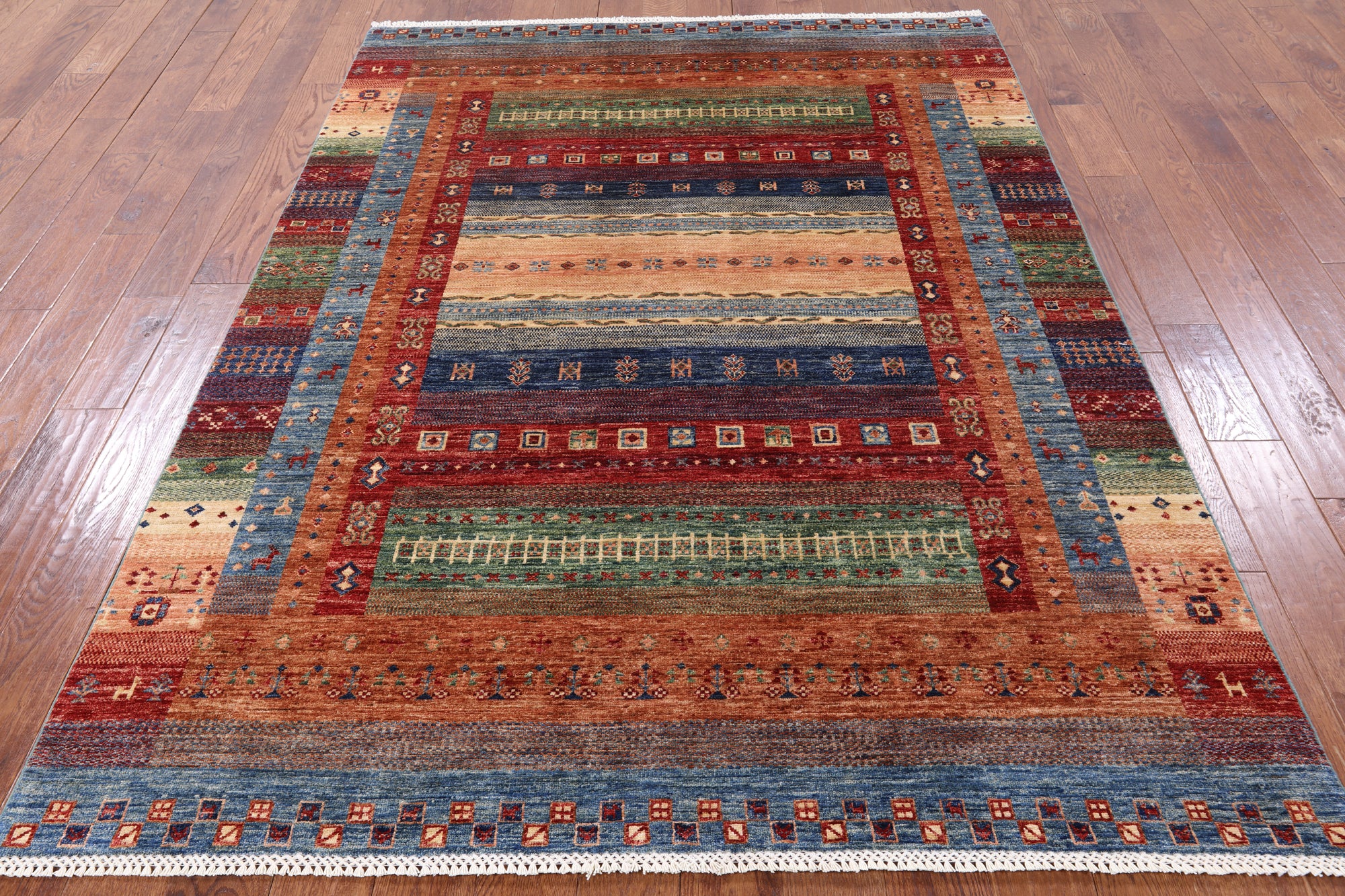 Tribal Persian Gabbeh Handmade Wool Rug - 5' 8" X 7' 11" - Golden Nile