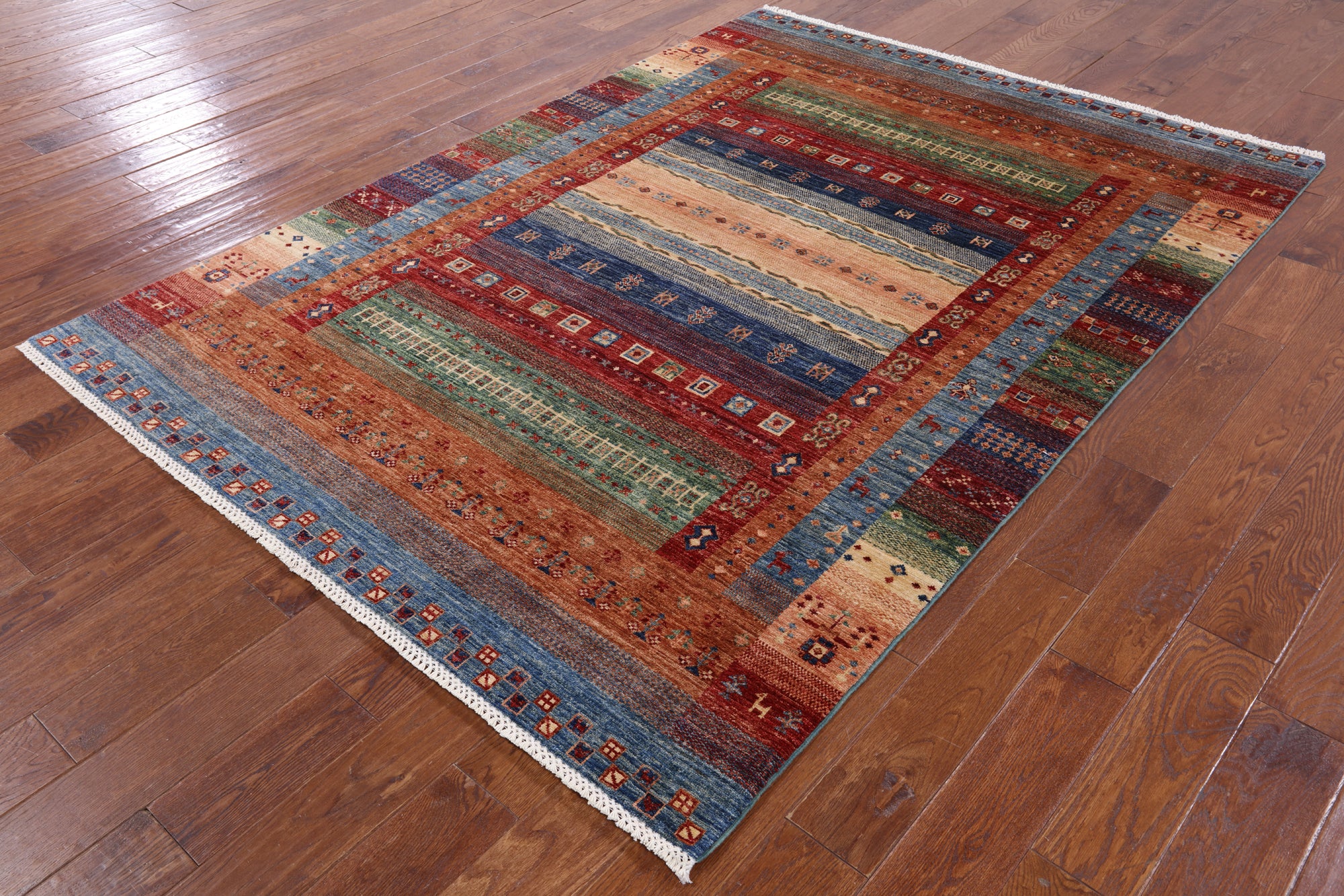 Tribal Persian Gabbeh Handmade Wool Rug - 5' 8" X 7' 11" - Golden Nile
