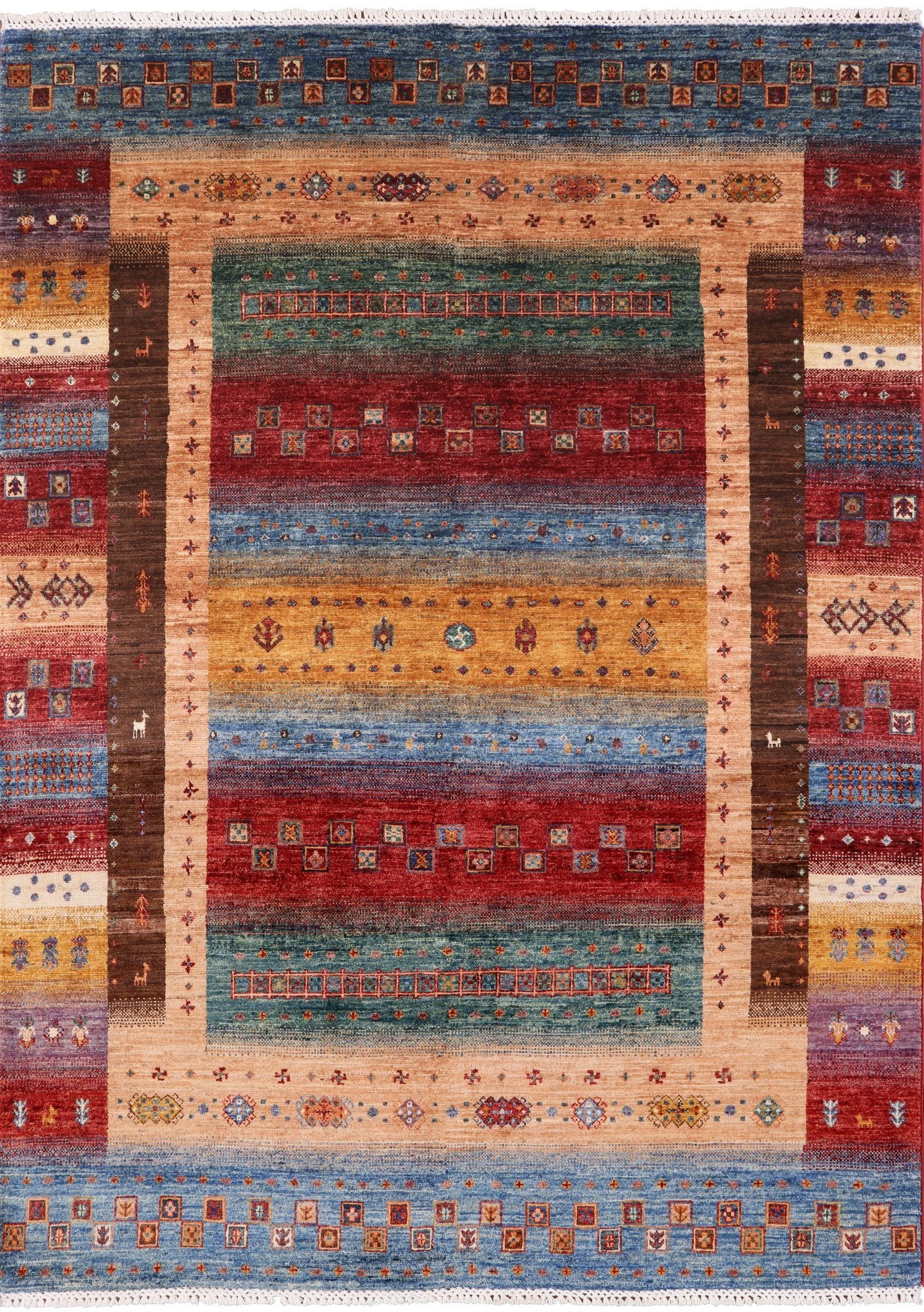 Tribal Persian Gabbeh Hand Knotted Wool Rug - 5' 9" X 7' 10" - Golden Nile