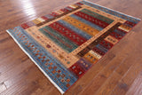 Tribal Persian Gabbeh Hand Knotted Wool Rug - 5' 9" X 7' 10" - Golden Nile