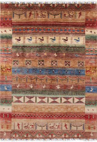 Tribal Gabbeh Handmade Wool Rug - 5' 8