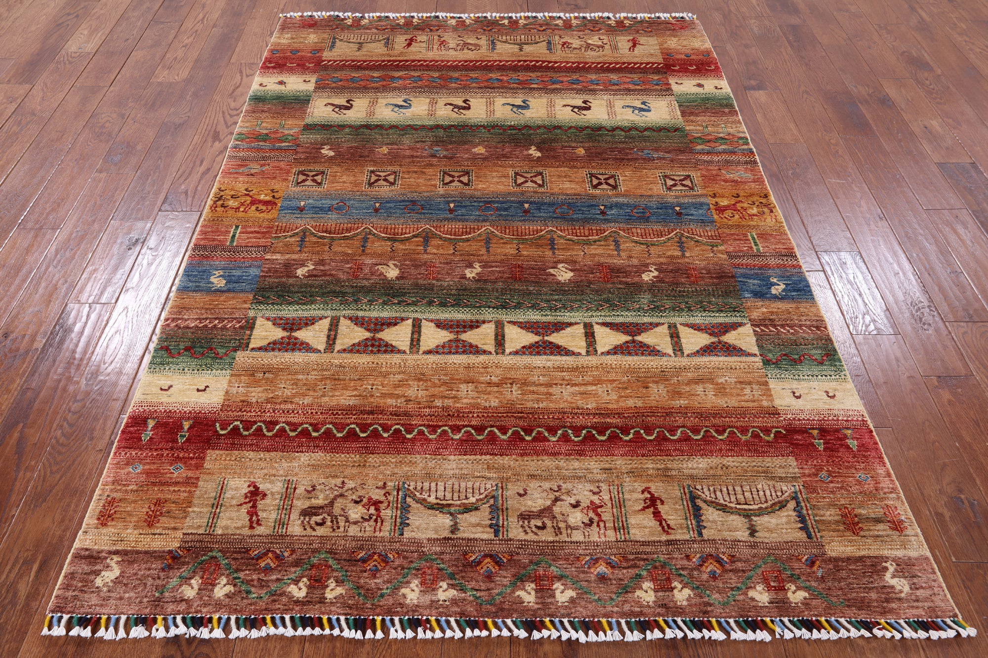 Tribal Gabbeh Handmade Wool Rug - 5' 8" X 7' 11" - Golden Nile