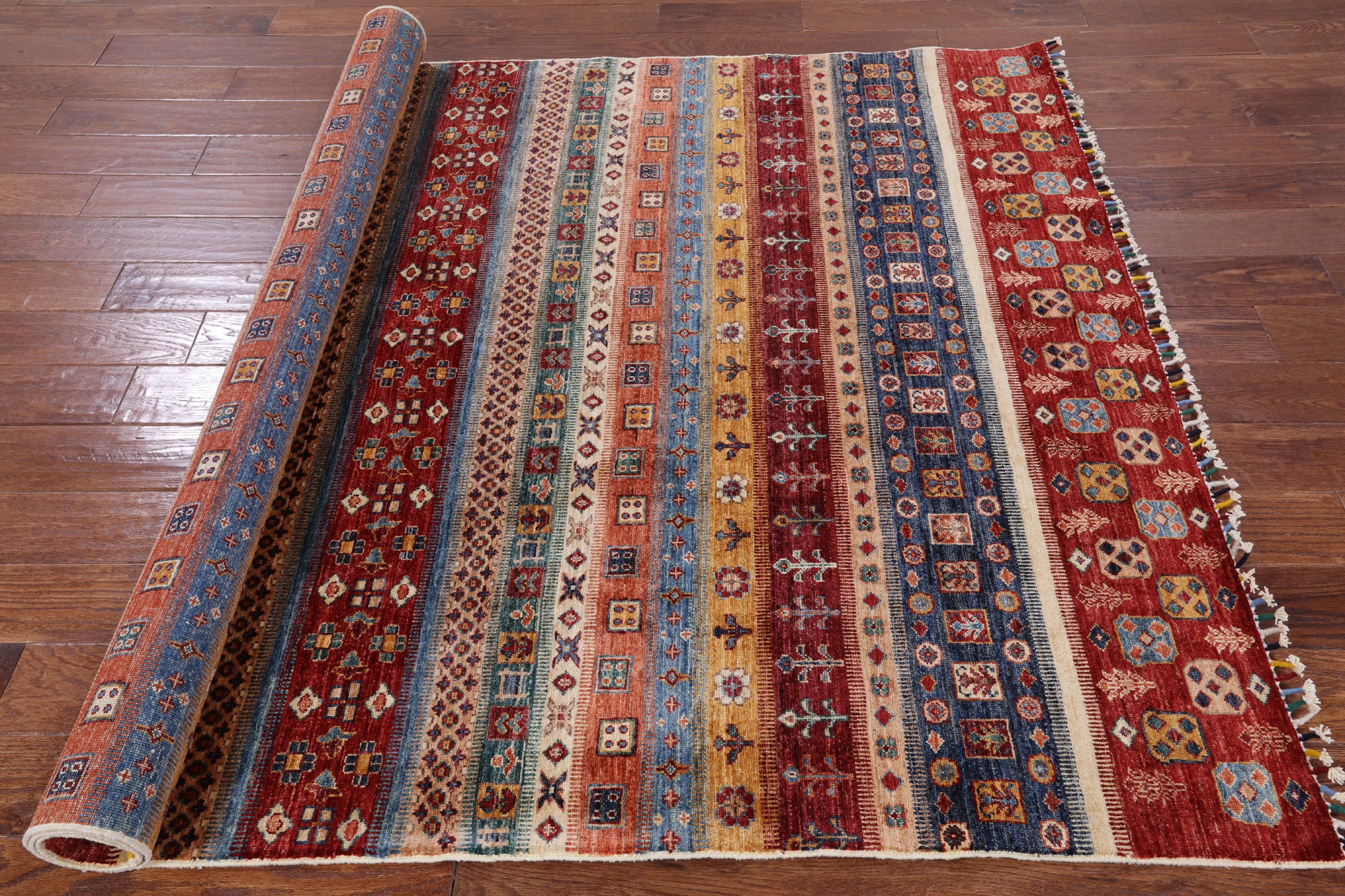 Tribal Persian Gabbeh Hand Knotted Wool Rug - 5' 7" X 7' 6" - Golden Nile