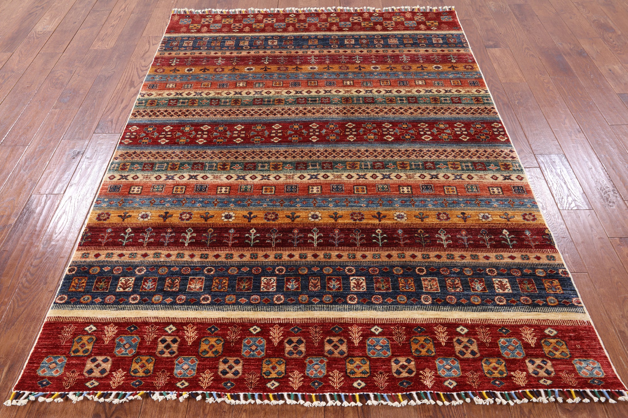 Tribal Persian Gabbeh Hand Knotted Wool Rug - 5' 7" X 7' 6" - Golden Nile