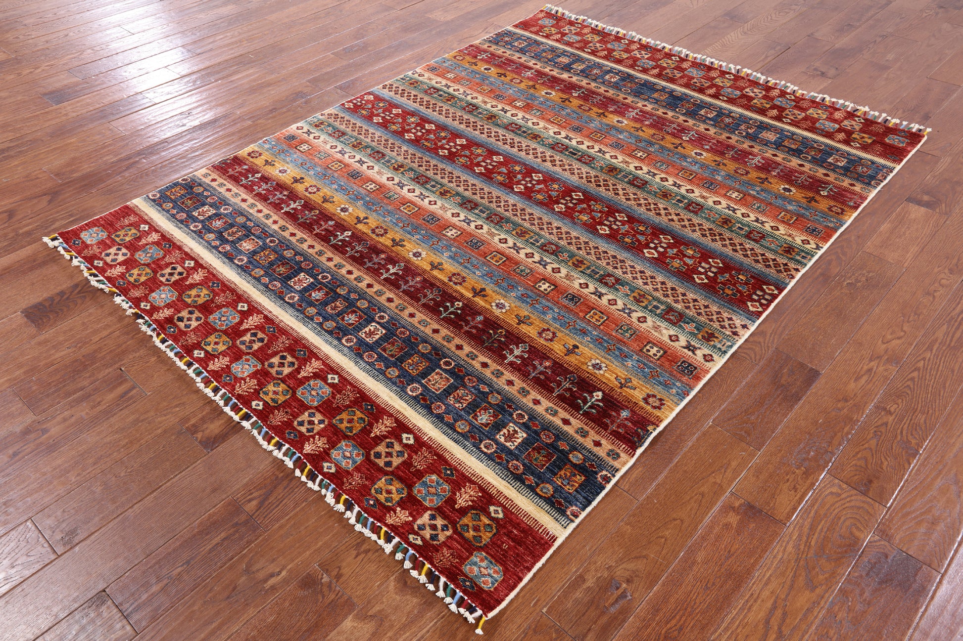 Tribal Persian Gabbeh Hand Knotted Wool Rug - 5' 7" X 7' 6" - Golden Nile