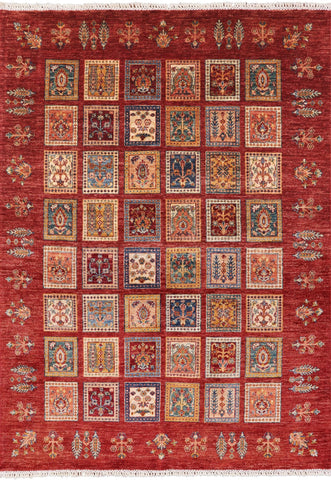 Red Garden Persian Gabbeh Hand Knotted Wool Area Rug - 5' 8