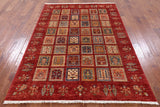 Red Garden Persian Gabbeh Hand Knotted Wool Area Rug - 5' 8" X 7' 9" - Golden Nile