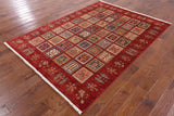 Red Garden Persian Gabbeh Hand Knotted Wool Area Rug - 5' 8" X 7' 9" - Golden Nile