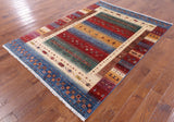 Tribal Persian Gabbeh Hand Knotted Wool Rug - 5' 7" X 7' 8" - Golden Nile