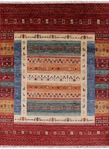 Tribal Gabbeh Hand Knotted Wool Rug - 5' 0