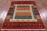 Tribal Gabbeh Hand Knotted Wool Rug - 5' 0" X 6' 7" - Golden Nile