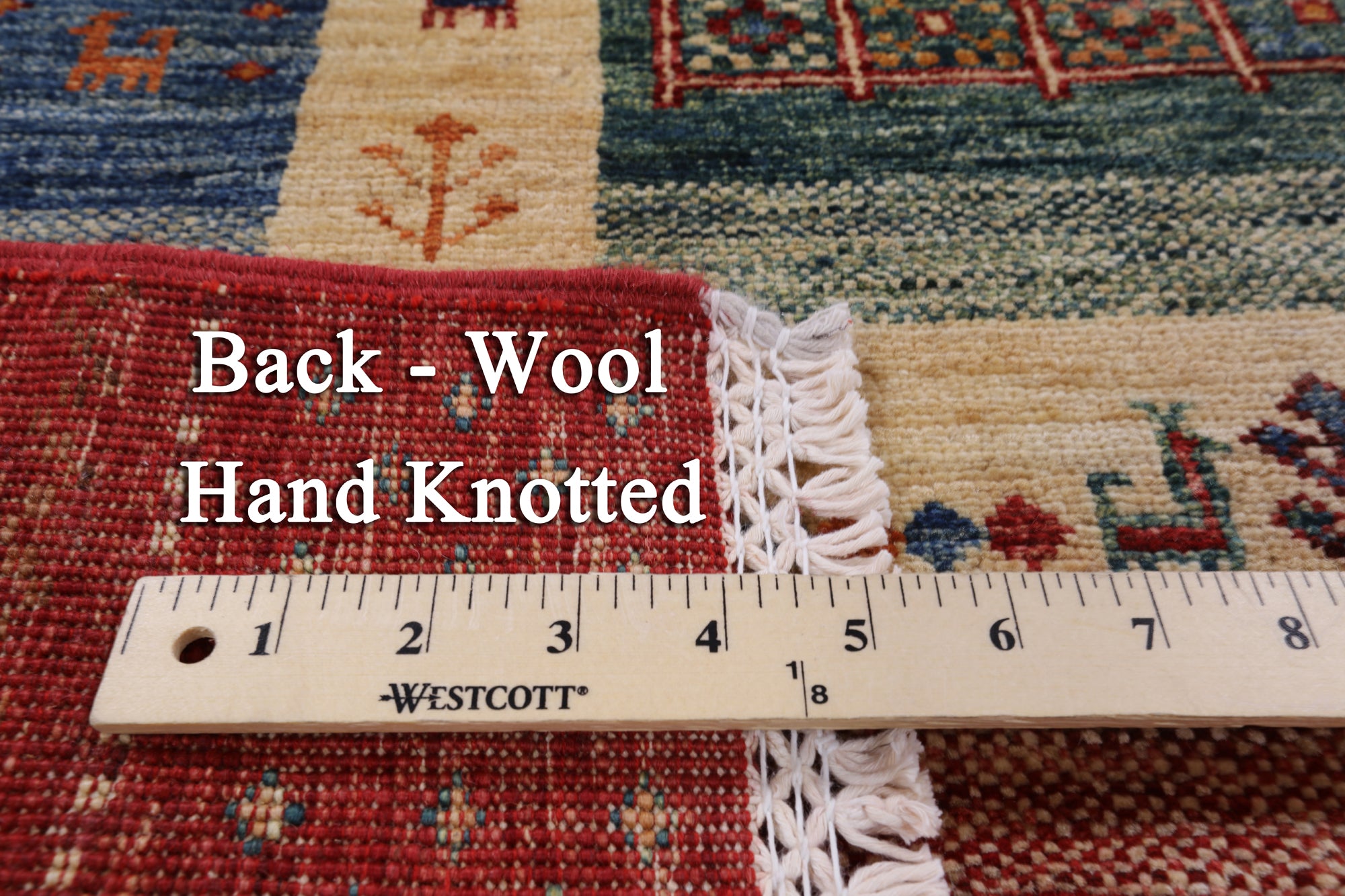 Tribal Gabbeh Hand Knotted Wool Rug - 5' 0" X 6' 7" - Golden Nile