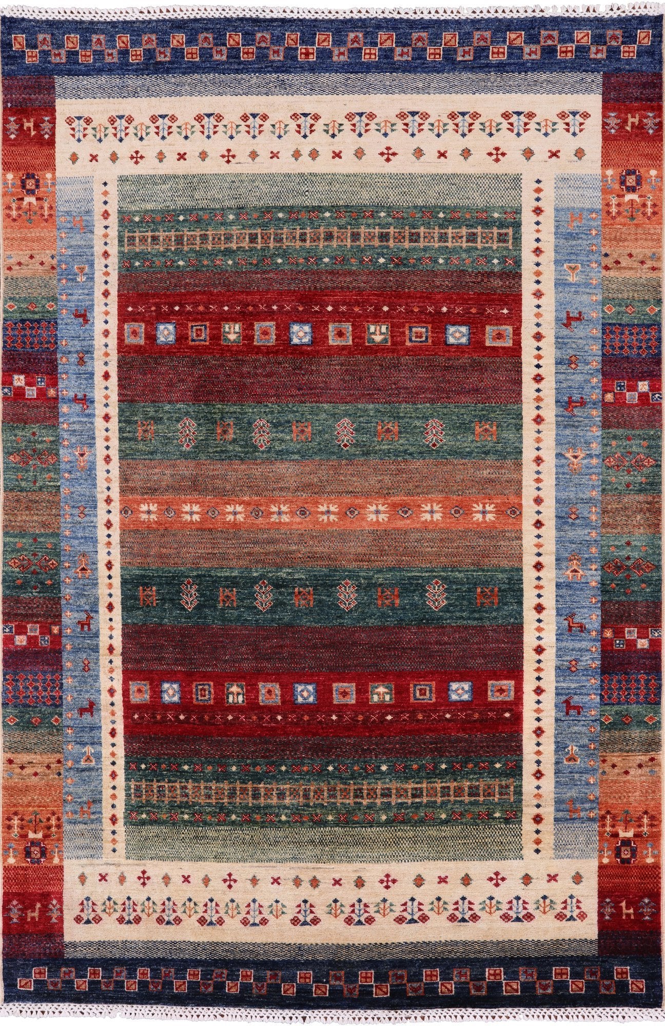 Persian Gabbeh Tribal Handmade Wool Rug - 5' 0" X 7' 7" - Golden Nile