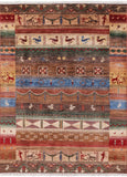 Tribal Persian Gabbeh Hand Knotted Wool Rug - 5' 0" X 6' 7" - Golden Nile