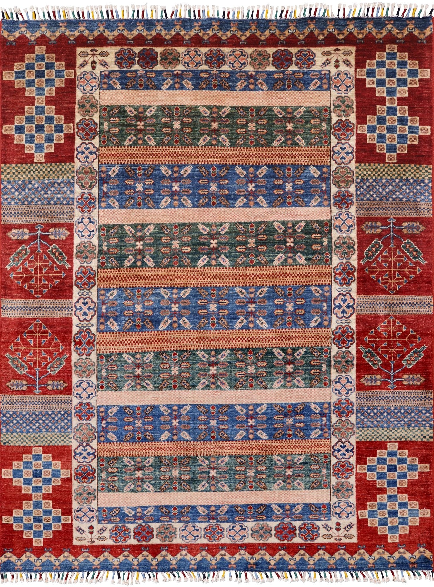 Tribal Persian Gabbeh Handmade Wool Area Rug - 5' 0" X 6' 4" - Golden Nile