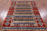 Tribal Persian Gabbeh Handmade Wool Area Rug - 5' 0" X 6' 4" - Golden Nile