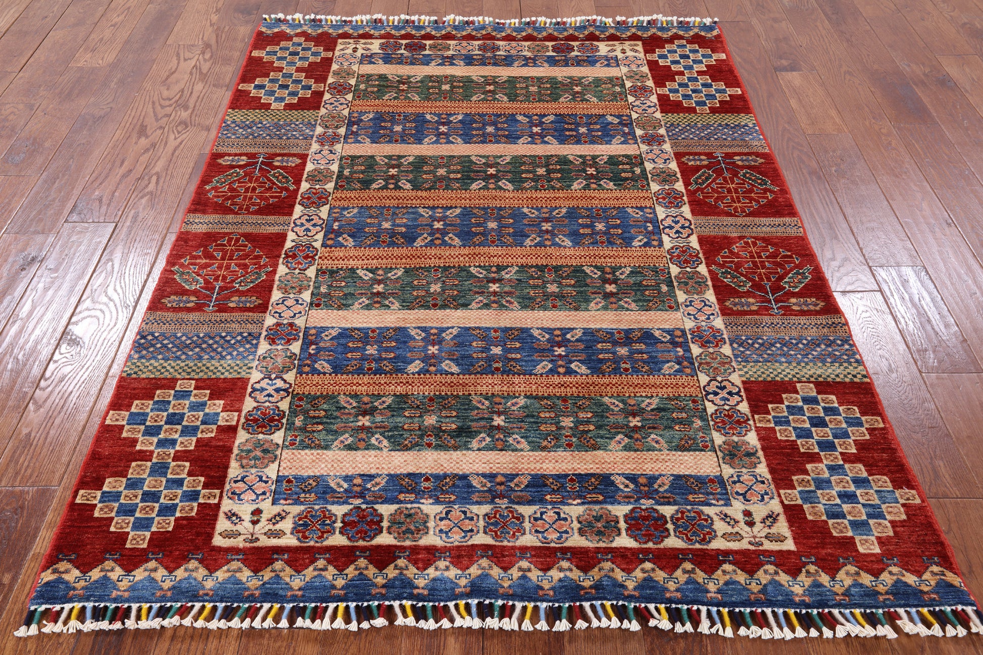 Tribal Persian Gabbeh Handmade Wool Area Rug - 5' 0" X 6' 4" - Golden Nile