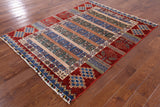 Tribal Persian Gabbeh Handmade Wool Area Rug - 5' 0" X 6' 4" - Golden Nile