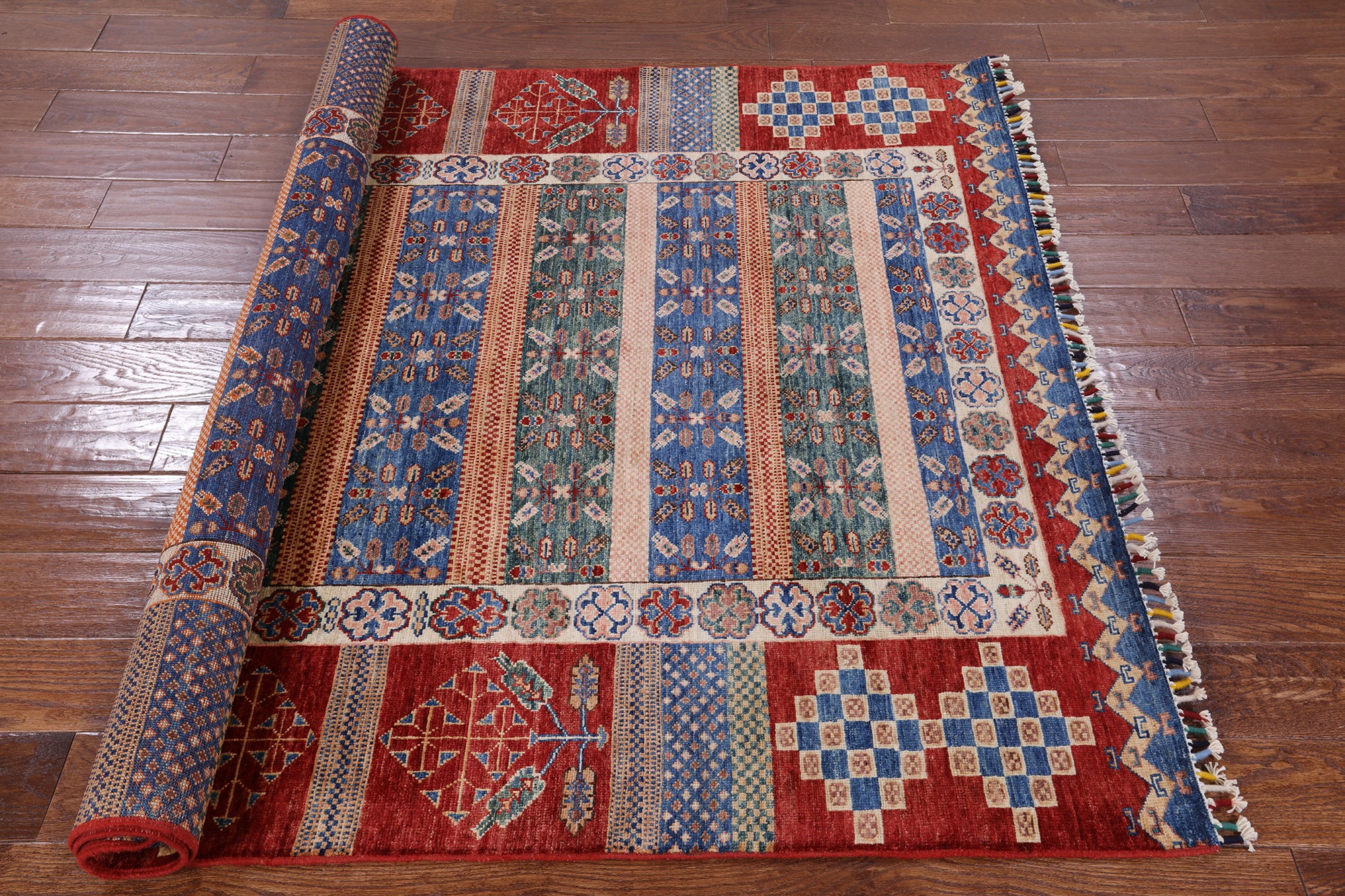 Tribal Persian Gabbeh Handmade Wool Area Rug - 5' 0" X 6' 4" - Golden Nile