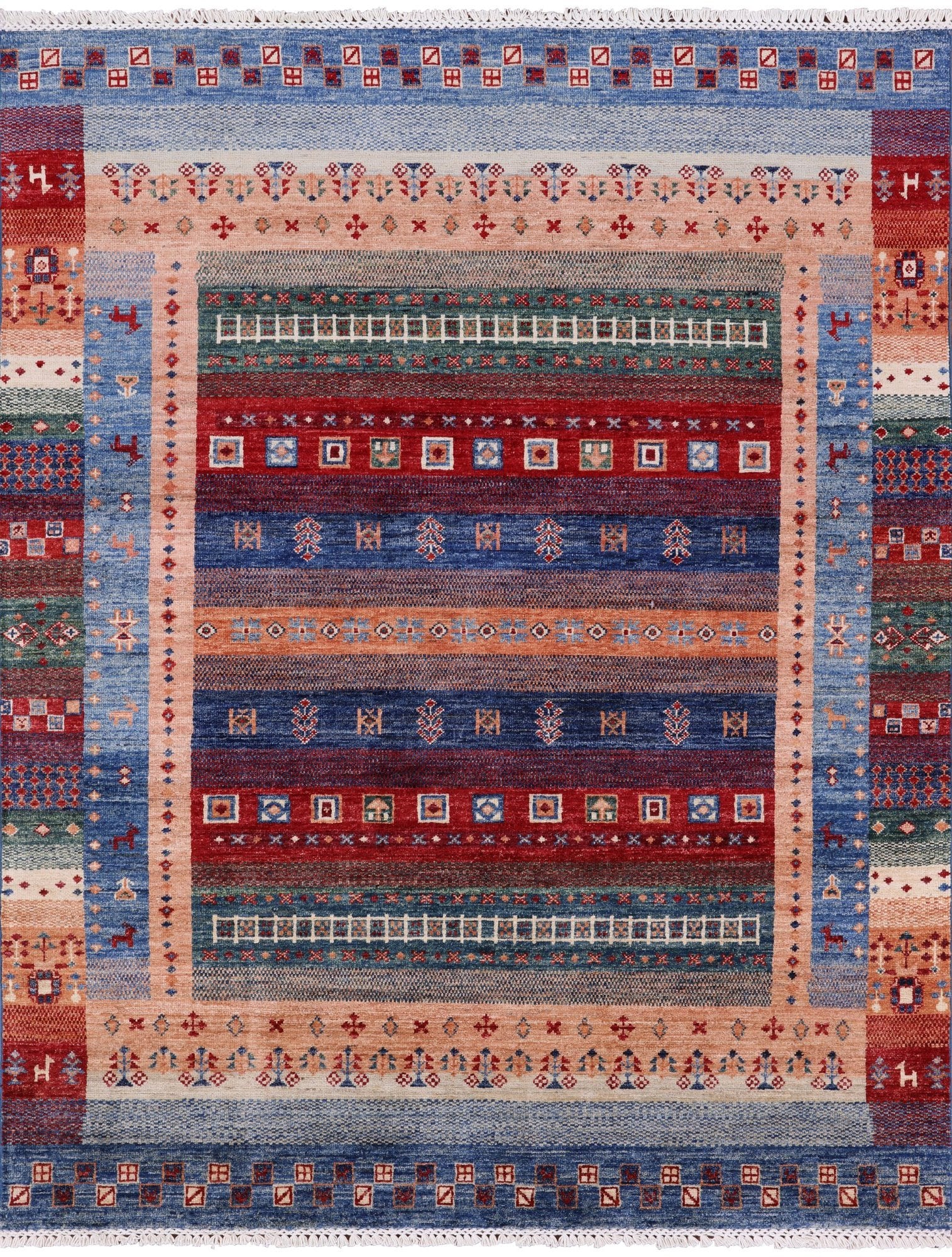 Tribal Persian Gabbeh Hand Knotted Wool Rug - 4' 11" X 6' 3" - Golden Nile