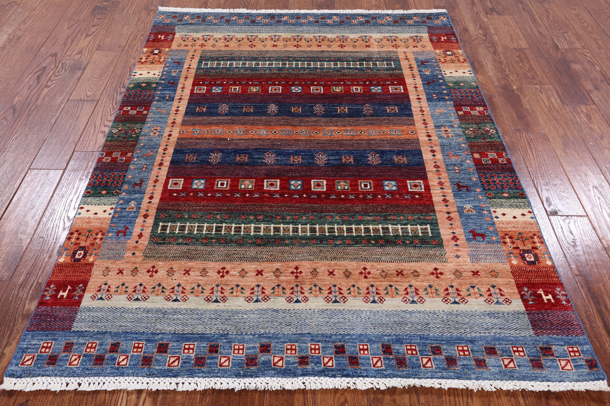 Tribal Persian Gabbeh Hand Knotted Wool Rug - 4' 11" X 6' 3" - Golden Nile