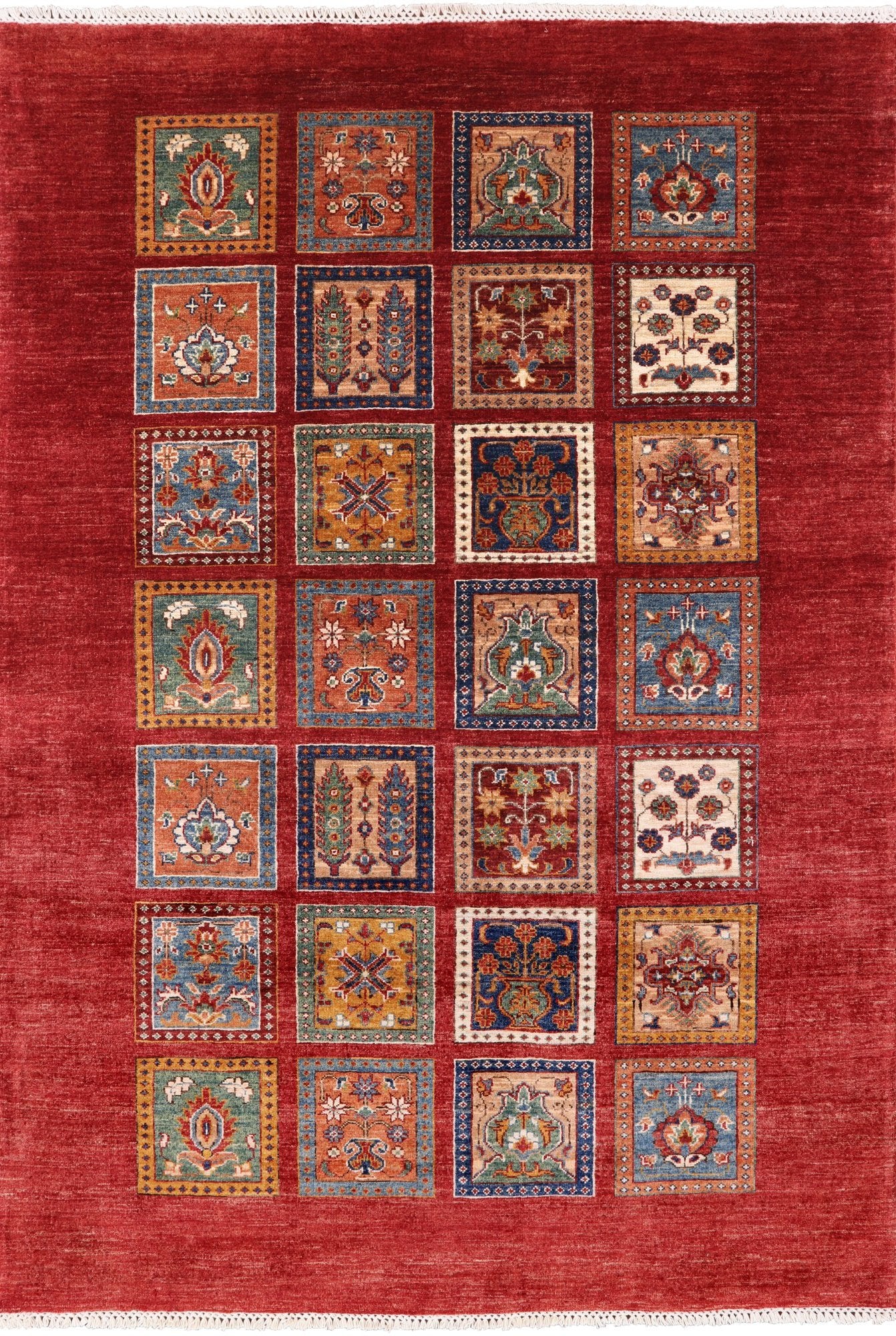 Red Tribal Persian Gabbeh Hand Knotted Wool Rug - 4' 11" X 7' 2" - Golden Nile