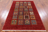 Red Tribal Persian Gabbeh Hand Knotted Wool Rug - 4' 11" X 7' 2" - Golden Nile