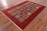 Red Tribal Persian Gabbeh Hand Knotted Wool Rug - 4' 11" X 7' 2" - Golden Nile